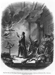 Jean Chappe dAuteroche (1722-69) Eksperymentowanie z elektrycznością w 1761, Tobolsk, Syberia, ilustracja z Le Magasin Pittoresque, 1855 (bw photo)
